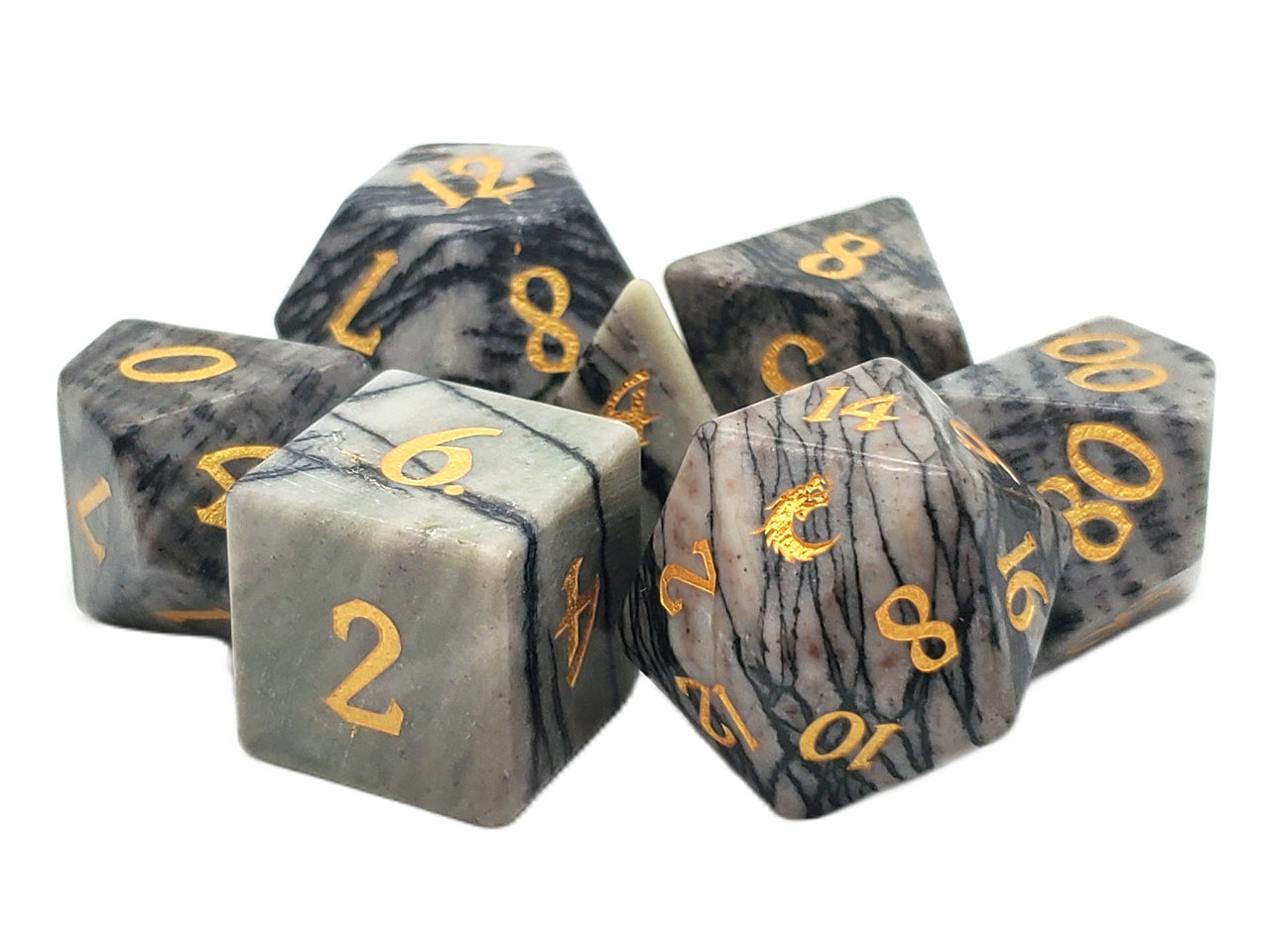 Old School Dice: Gemstone 7-Piece Set - Web Jasper | Deep Dive Games St. Marys