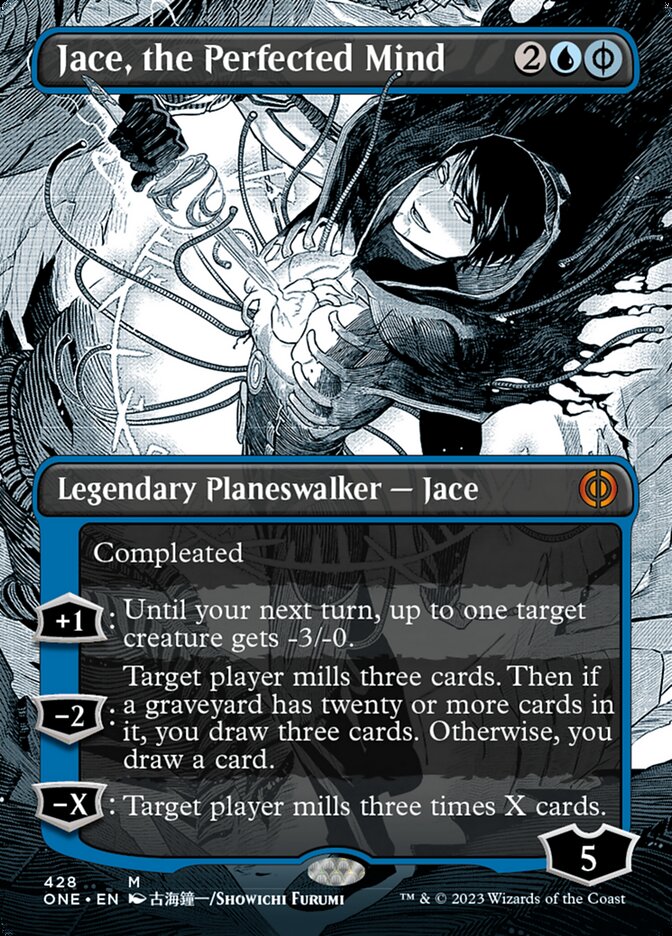 Jace, the Perfected Mind (Borderless Manga Step-and-Compleat Foil) [Phyrexia: All Will Be One] | Deep Dive Games St. Marys