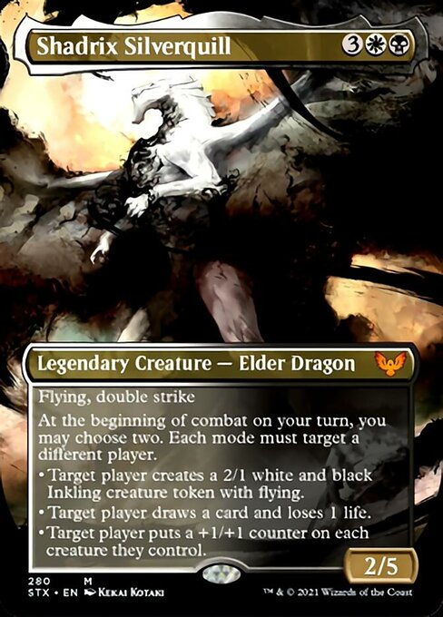 Shadrix Silverquill (Borderless Alternate Art) [Strixhaven: School of Mages] | Deep Dive Games St. Marys
