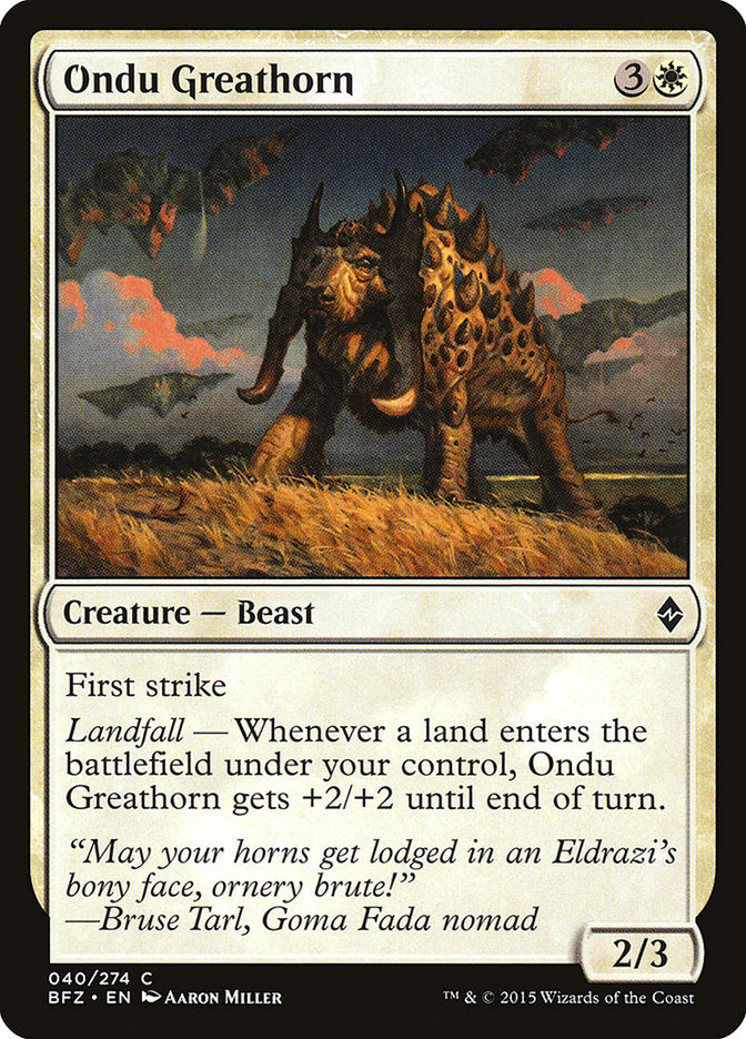 Ondu Greathorn [Battle for Zendikar] | Deep Dive Games St. Marys