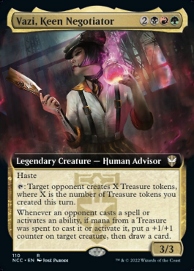Vazi, Keen Negotiator (Extended Art) [Streets of New Capenna Commander] | Deep Dive Games St. Marys