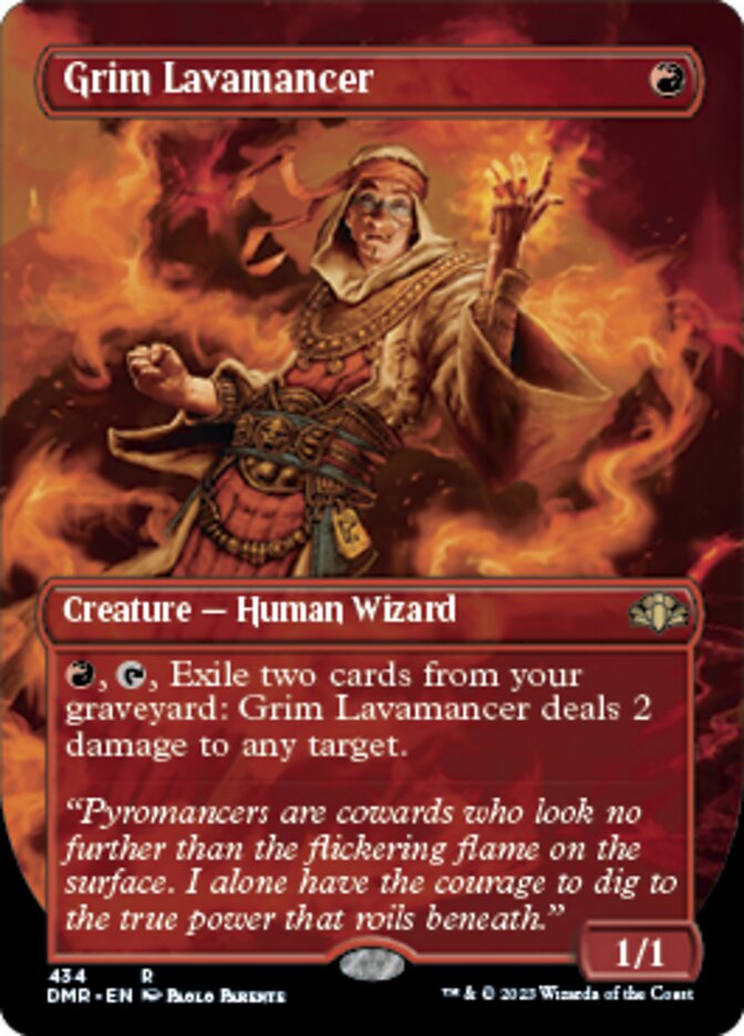 Grim Lavamancer (Borderless Alternate Art) [Dominaria Remastered] | Deep Dive Games St. Marys