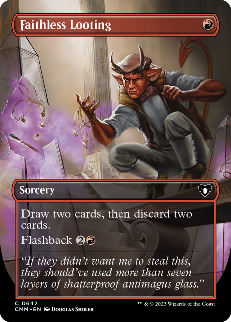 Faithless Looting (Borderless Alternate Art) [Commander Masters] | Deep Dive Games St. Marys