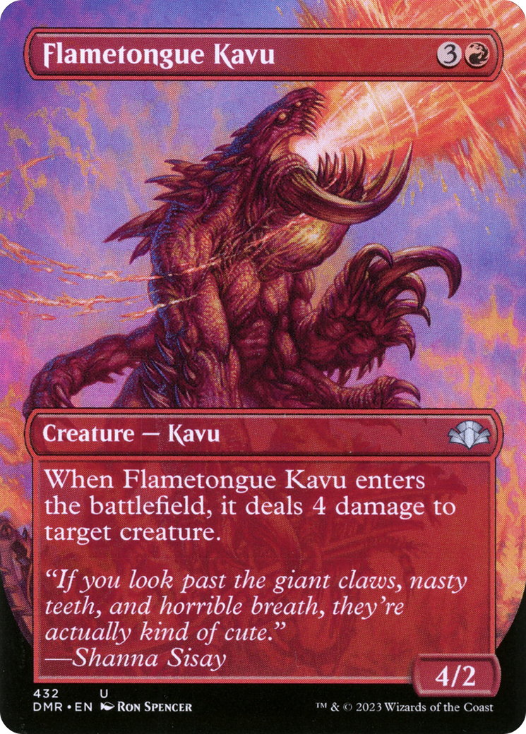 Flametongue Kavu (Borderless Alternate Art) [Dominaria Remastered] | Deep Dive Games St. Marys