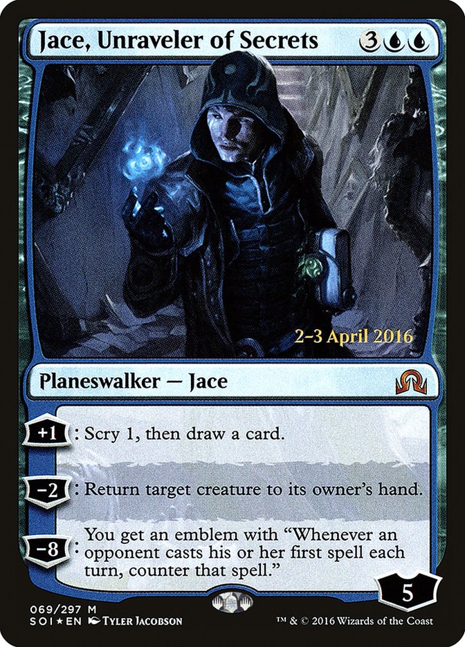 Jace, Unraveler of Secrets [Shadows over Innistrad Prerelease Promos] | Deep Dive Games St. Marys