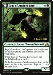 Sage of Ancient Lore // Werewolf of Ancient Hunger [Shadows over Innistrad Prerelease Promos] | Deep Dive Games St. Marys