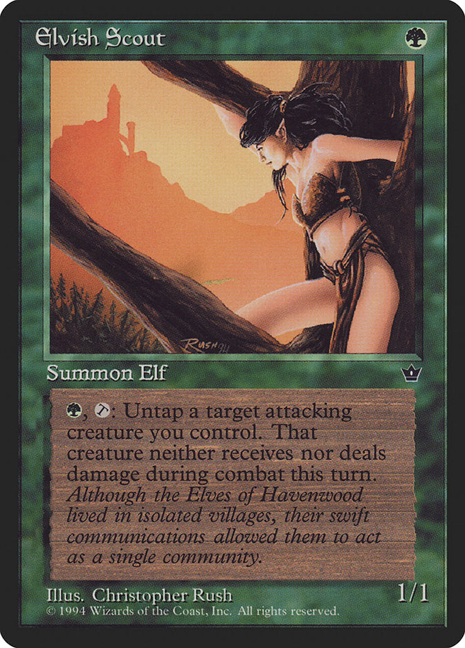Elvish Scout (Christopher Rush) [Fallen Empires] | Deep Dive Games St. Marys
