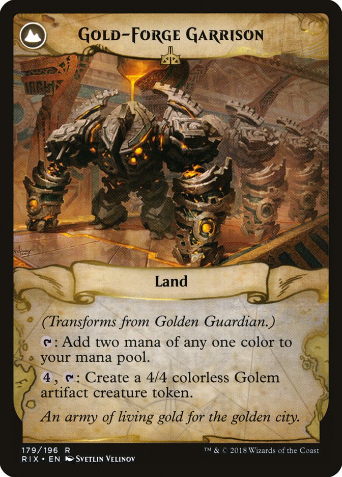 Golden Guardian // Gold-Forge Garrison [Rivals of Ixalan] | Deep Dive Games St. Marys