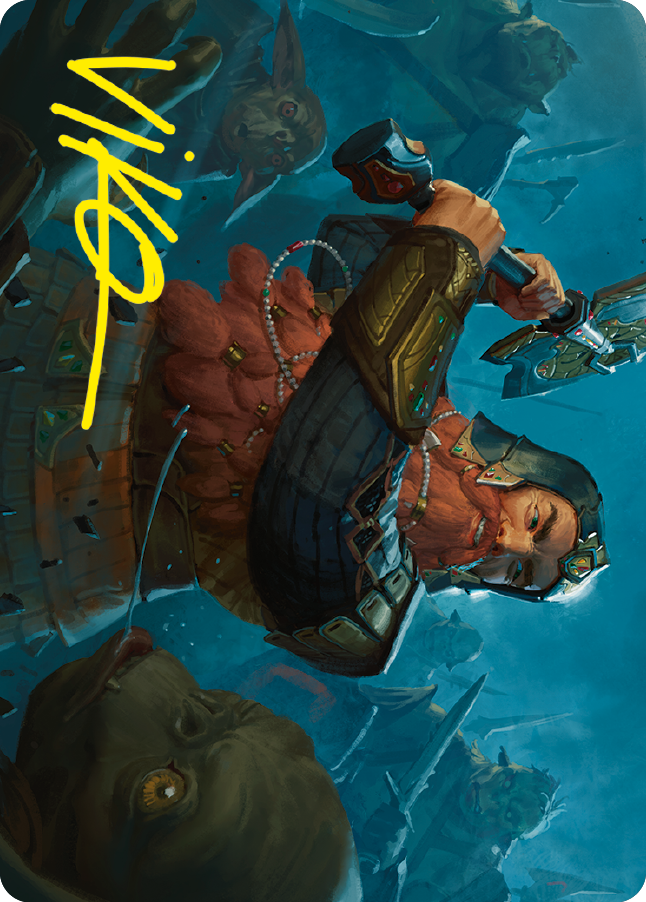 Gimli, Counter of Kills Art Card (10/81) (Gold-Stamped Signature) [The Lord of the Rings: Tales of Middle-earth Art Series] | Deep Dive Games St. Marys
