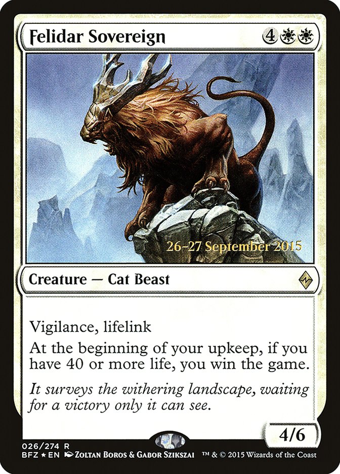 Felidar Sovereign [Battle for Zendikar Prerelease Promos] | Deep Dive Games St. Marys