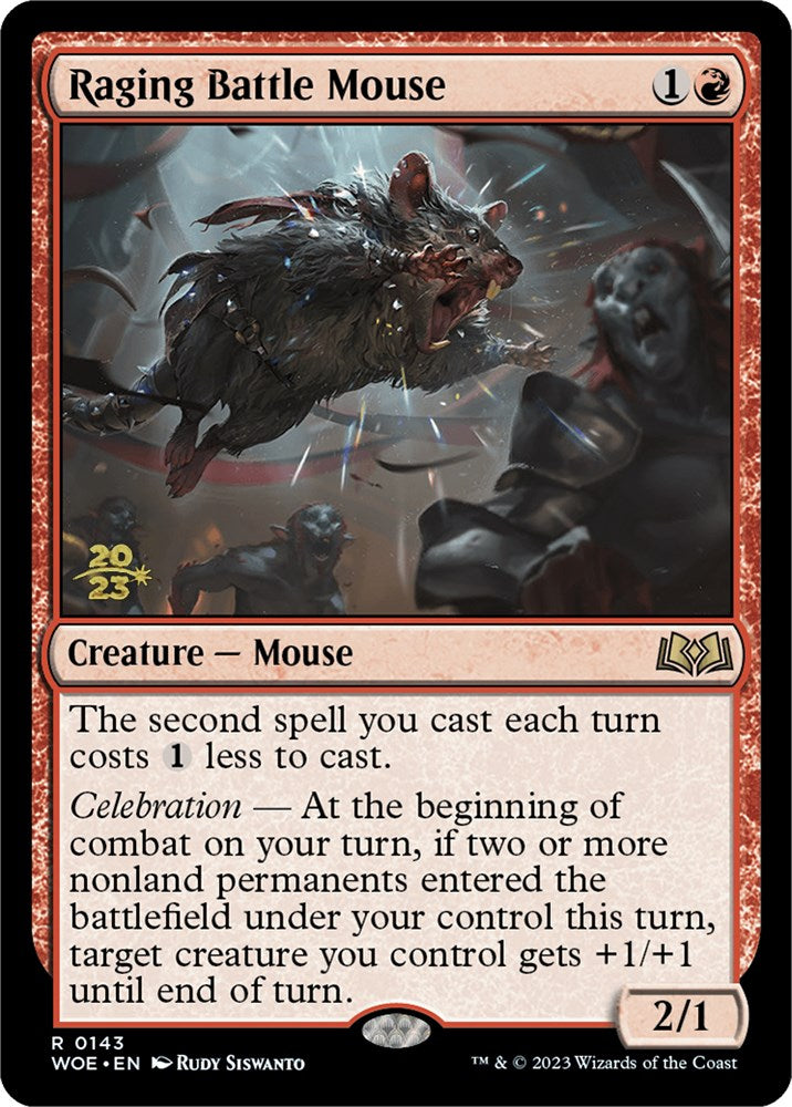 Raging Battle Mouse [Wilds of Eldraine Prerelease Promos] | Deep Dive Games St. Marys