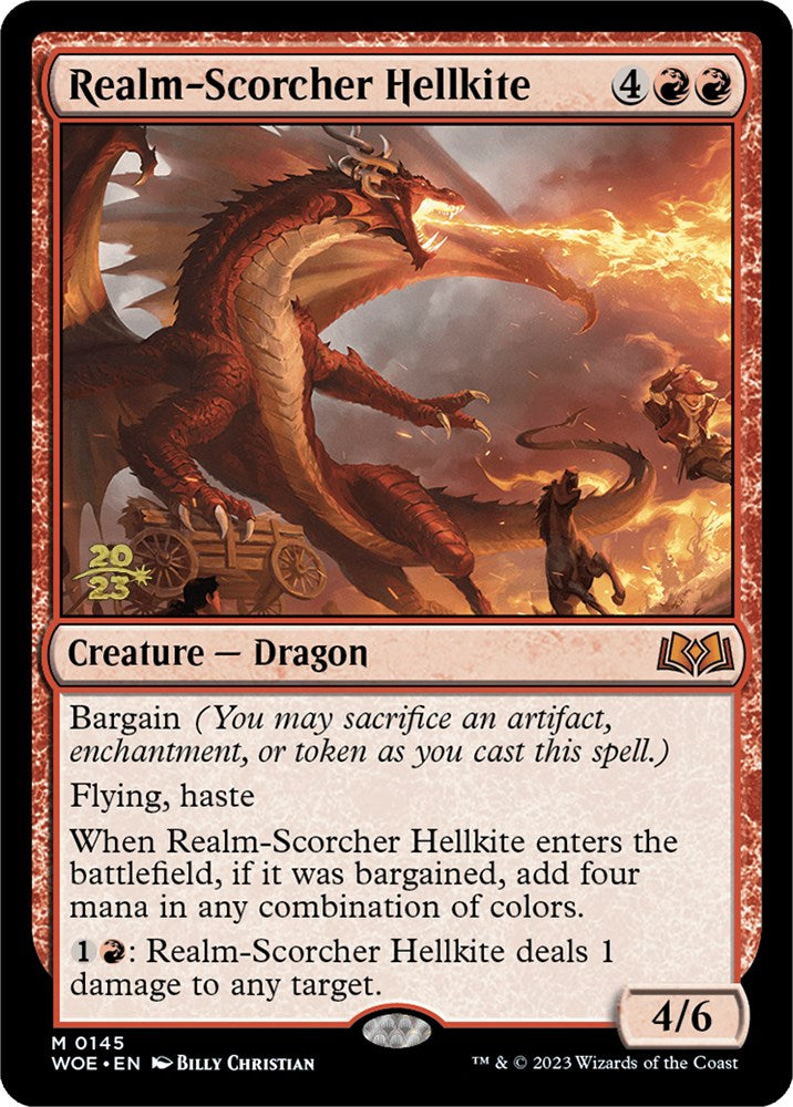 Realm-Scorcher Hellkite [Wilds of Eldraine Prerelease Promos] | Deep Dive Games St. Marys
