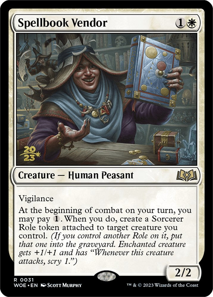 Spellbook Vendor [Wilds of Eldraine Prerelease Promos] | Deep Dive Games St. Marys