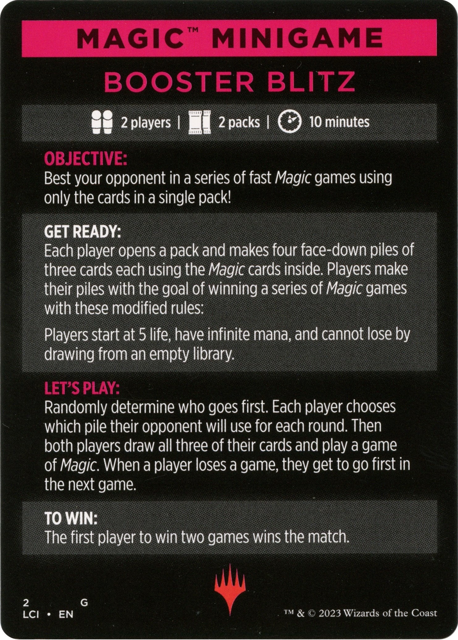 Booster Blitz (Magic Minigame) [The Lost Caverns of Ixalan Minigame] | Deep Dive Games St. Marys