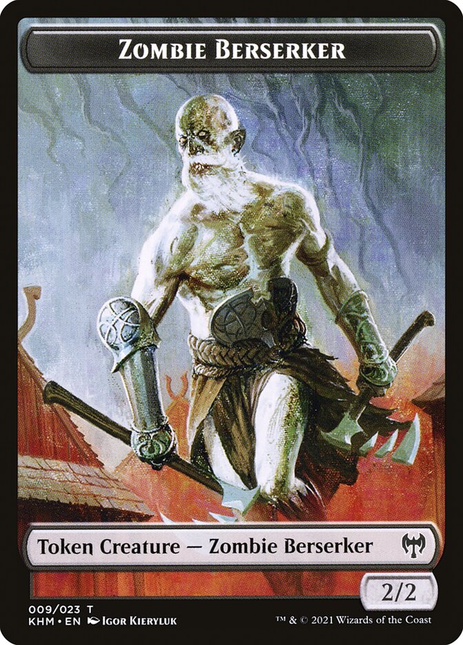 Human Warrior // Zombie Berserker Double-Sided Token [Kaldheim Tokens] | Deep Dive Games St. Marys