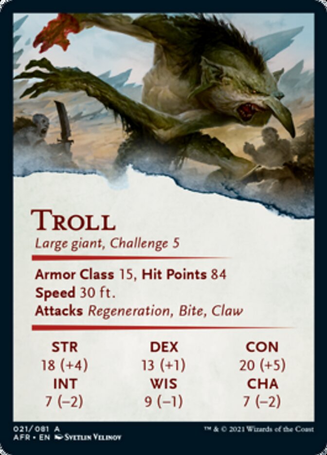 Troll Art Card (Gold-Stamped Signature) [Dungeons & Dragons: Adventures in the Forgotten Realms Art Series] | Deep Dive Games St. Marys