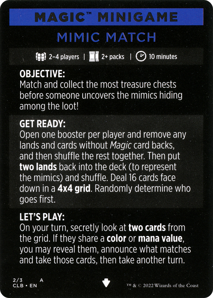 Mimic Match (Magic Minigame) [Commander Legends: Battle for Baldur's Gate Minigame] | Deep Dive Games St. Marys