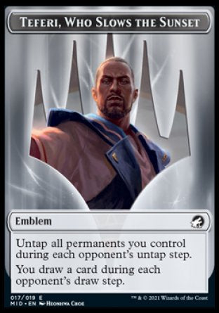 Teferi, Who Slows the Sunset Emblem [Innistrad: Midnight Hunt Tokens] | Deep Dive Games St. Marys