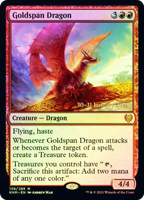 Goldspan Dragon [Kaldheim Prerelease Promos] | Deep Dive Games St. Marys