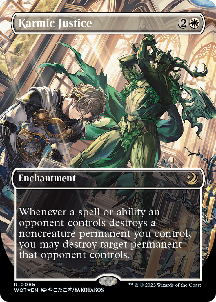 Karmic Justice (Anime Borderless) (Confetti Foil) [Wilds of Eldraine: Enchanting Tales] | Deep Dive Games St. Marys