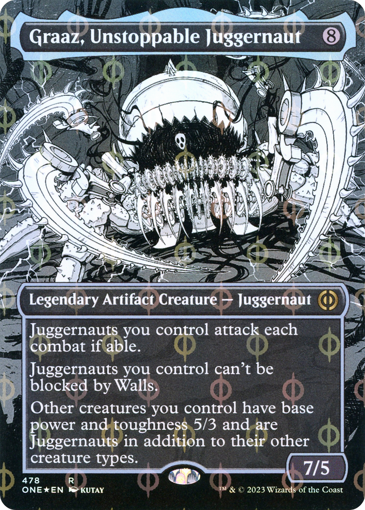 Graaz, Unstoppable Juggernaut (Borderless Manga Step-and-Compleat Foil) [Phyrexia: All Will Be One] | Deep Dive Games St. Marys