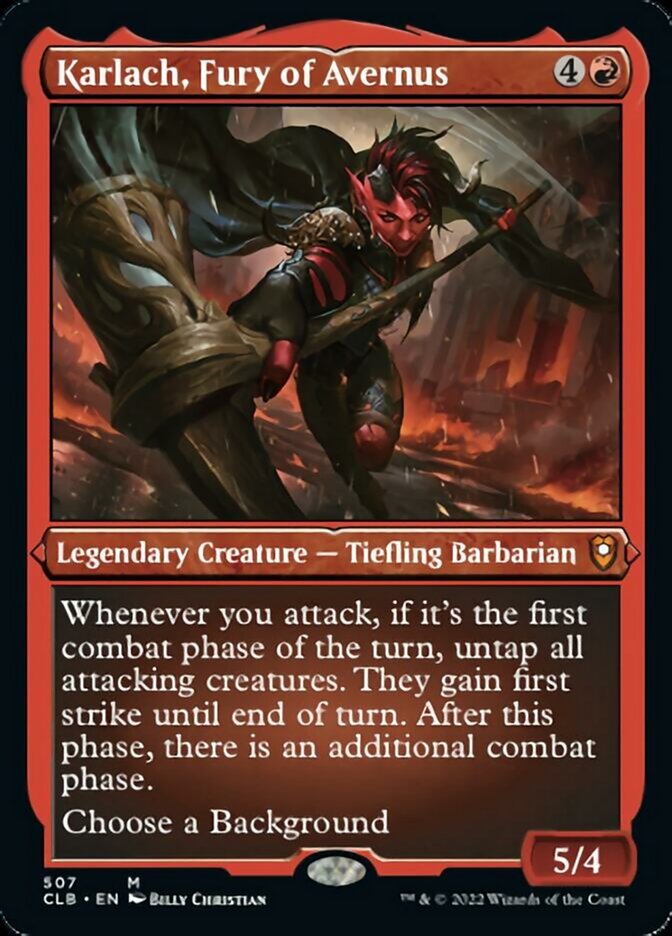 Karlach, Fury of Avernus (Foil Etched) [Commander Legends: Battle for Baldur's Gate] | Deep Dive Games St. Marys