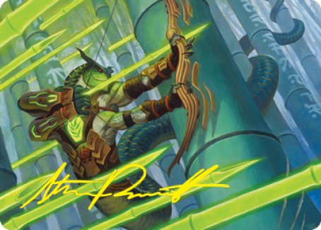 Bamboo Grove Archer Art Card (Gold-Stamped Signature) [Kamigawa: Neon Dynasty Art Series] | Deep Dive Games St. Marys