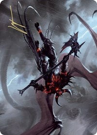 Burning-Rune Demon Art Card (Gold-Stamped Signature) [Kaldheim Art Series] | Deep Dive Games St. Marys