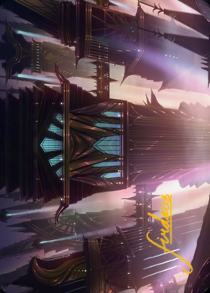 Skybridge Towers Art Card (Gold-Stamped Signature) [Streets of New Capenna Art Series] | Deep Dive Games St. Marys