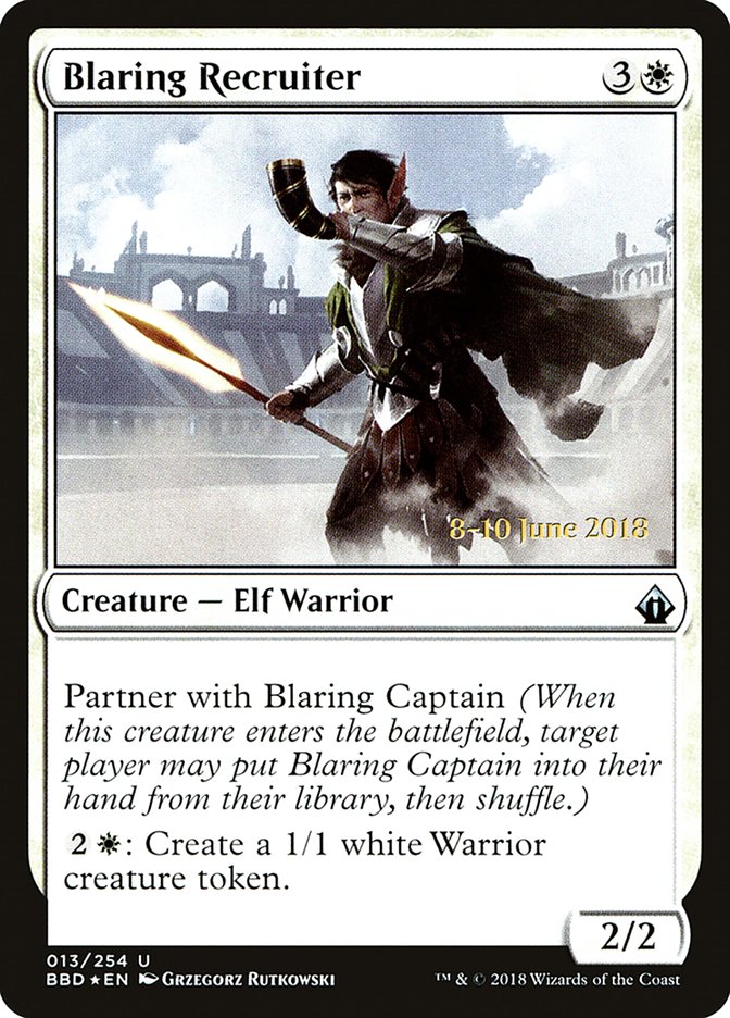 Blaring Recruiter (Prerelease) [Battlebond Promos] | Deep Dive Games St. Marys