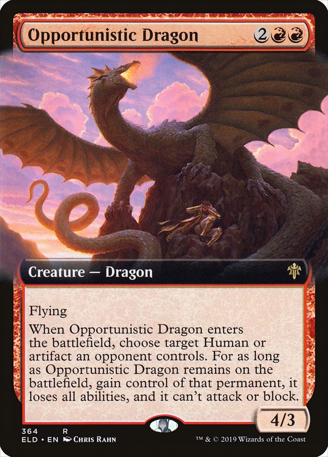 Opportunistic Dragon (Extended Art) [Throne of Eldraine] | Deep Dive Games St. Marys