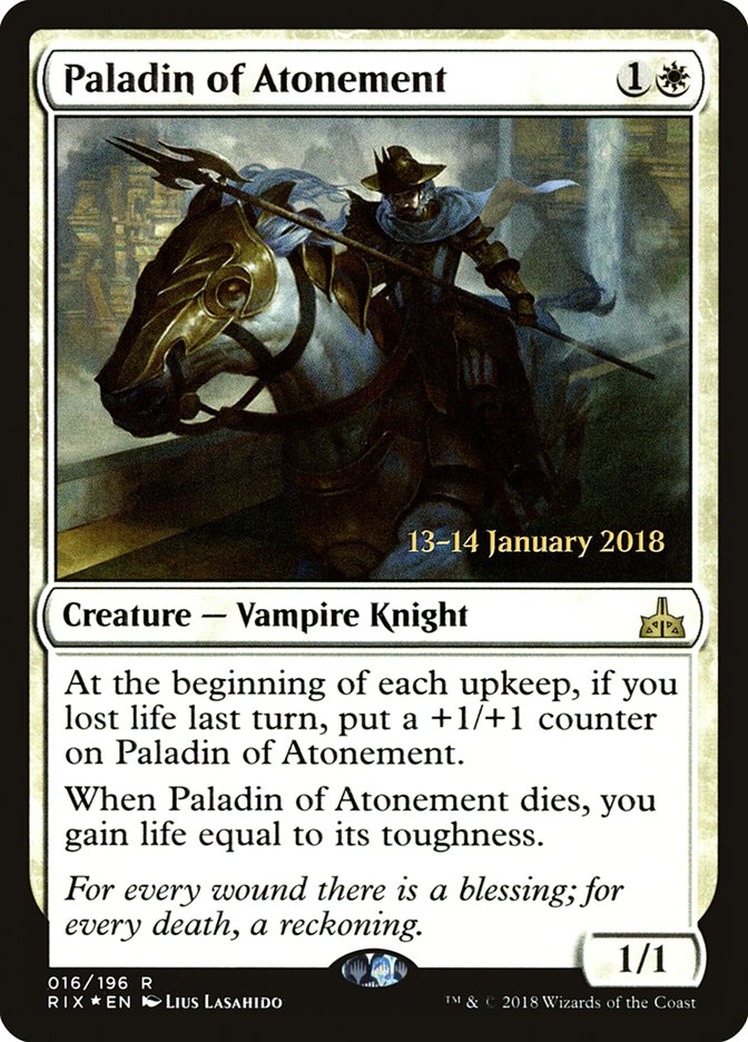 Paladin of Atonement [Rivals of Ixalan Prerelease Promos] | Deep Dive Games St. Marys